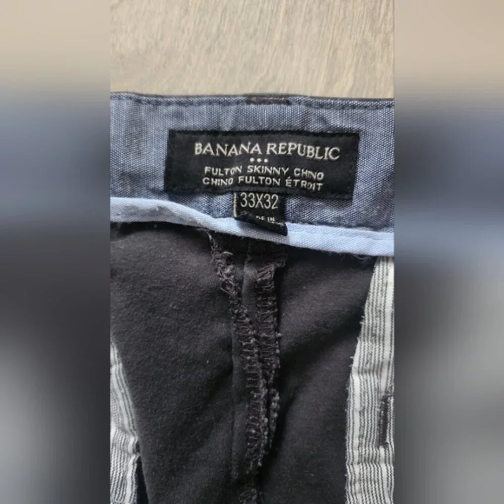 Banana Republic 33x32‎ Grey Black Cotton Skinny Chinos